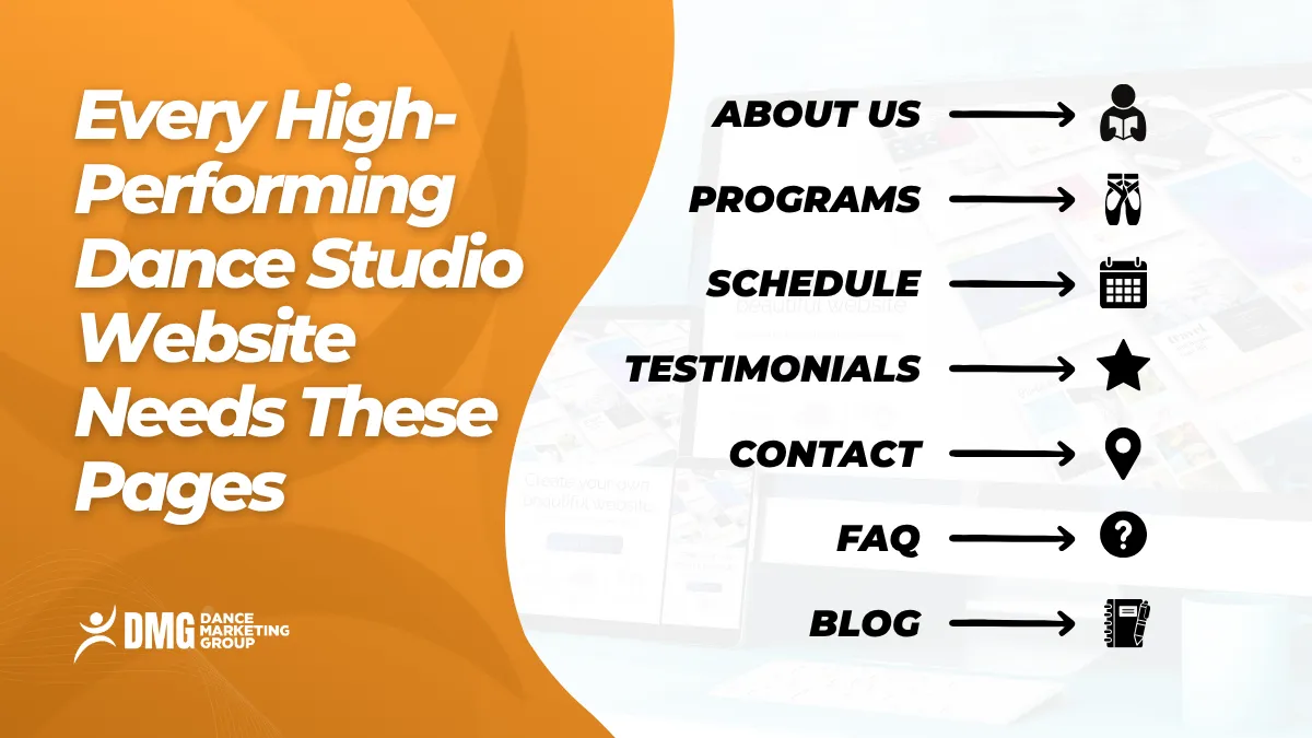 Every month performing dance studio website needs these pages