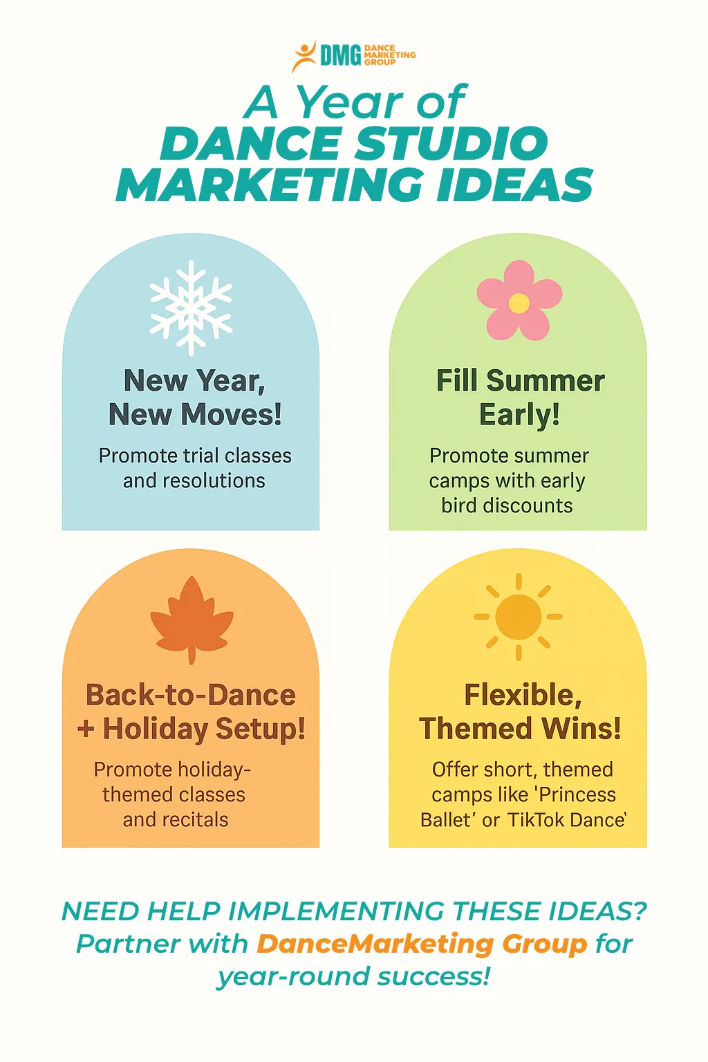 A year of dance studio marketing ideas